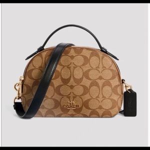 New Coach Signature Serena Crossbody Satchel bag in khaki/black